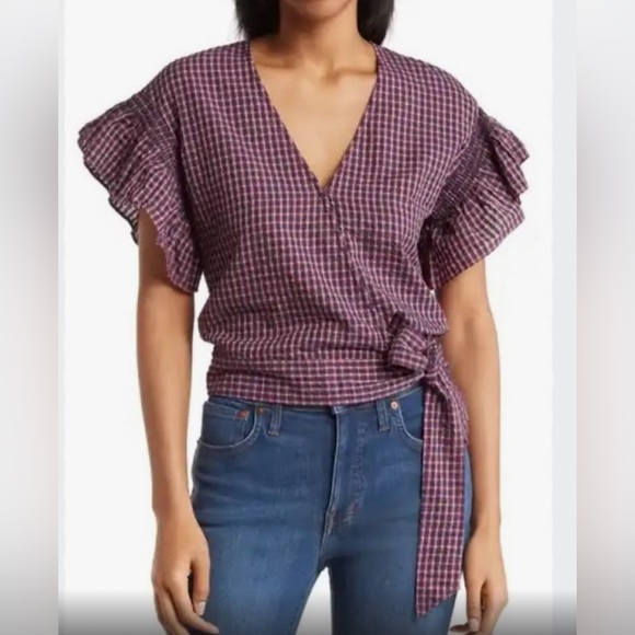 Madewell Tops - MADEWELL Flutter Sleeve Wrap Top - S